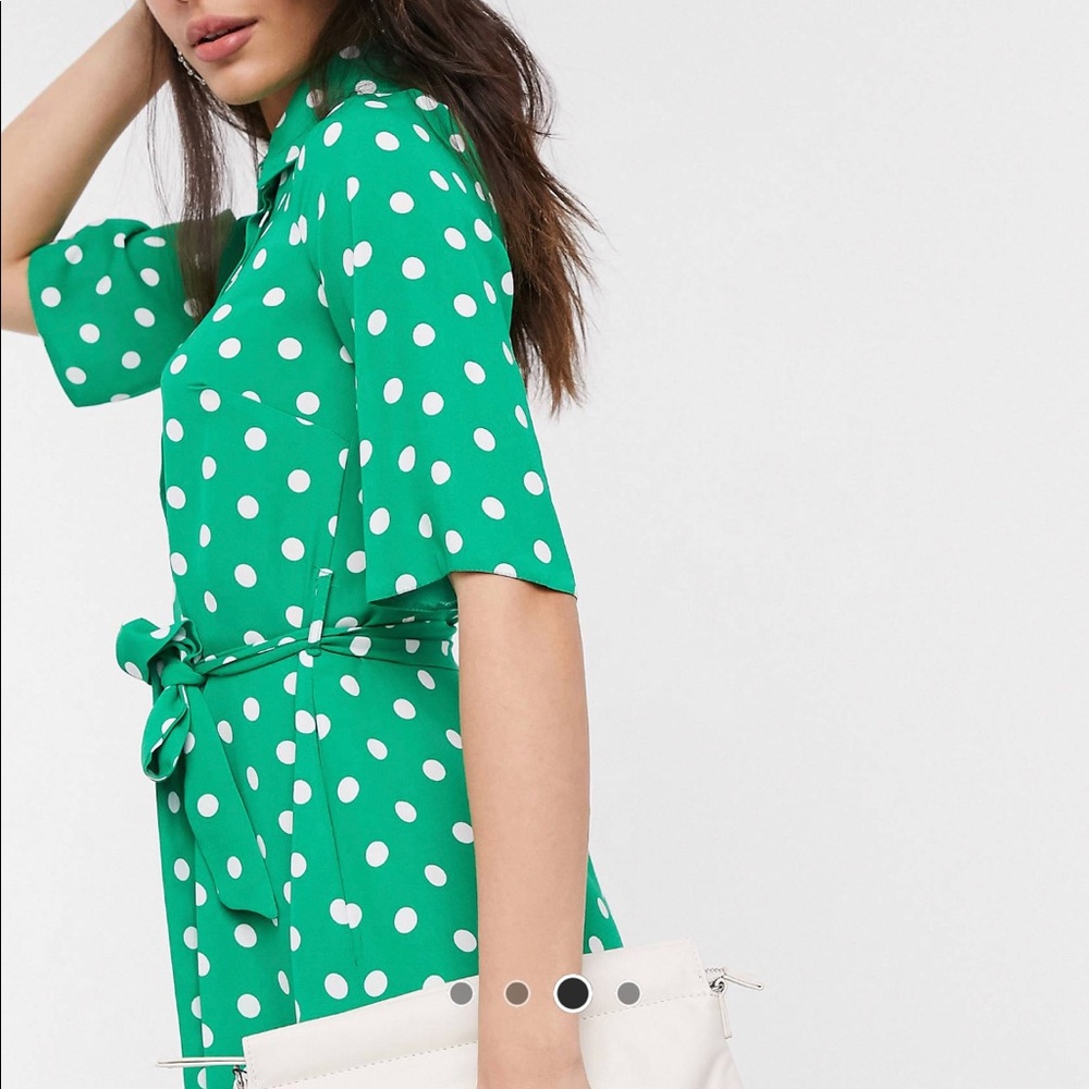 ASOS Green Polka Dot Midi Dress - Picture 3 of 3